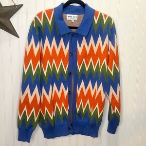Good Days Zig Zag Knit Jacquard Cardigan Size Large
